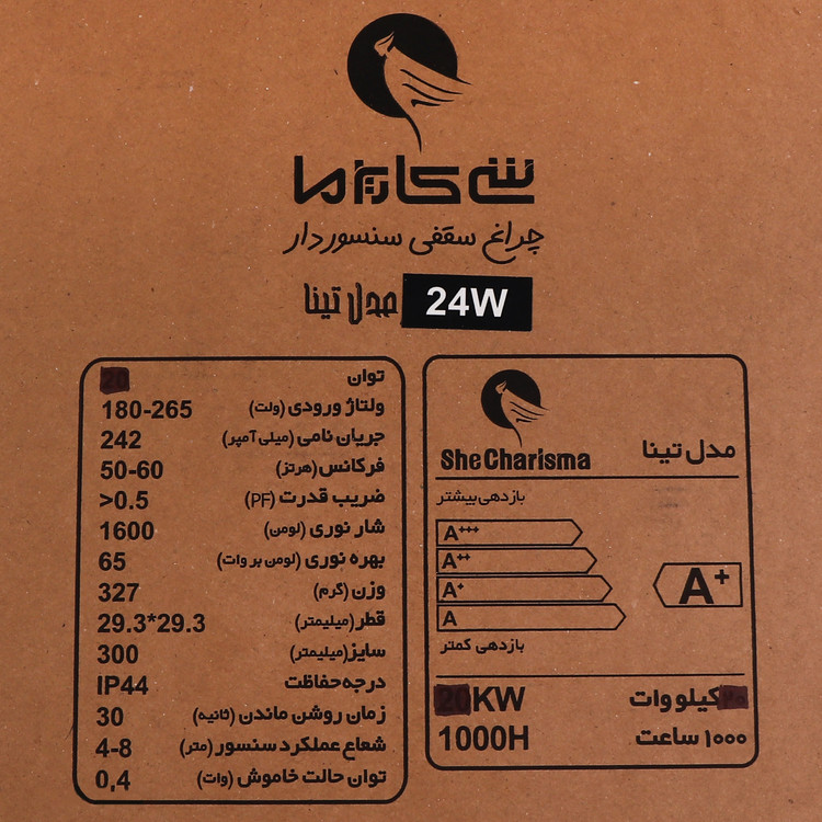 چراغ سنسوردار سقفی مدل تینا_برند شی کاریزما